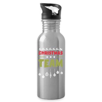 Weihnachten Team Christmas - Water bottle with straw - silver - Right