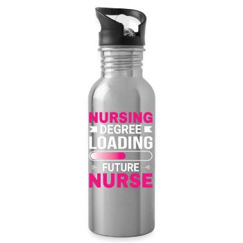Krankenschwester Ausbildung - Trinkflasche mit integriertem Trinkhalm - Lightsilver - Rechts