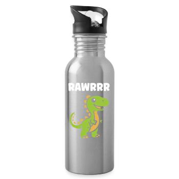 Cute Little Dinosaur - Water bottle with straw - silver - Right