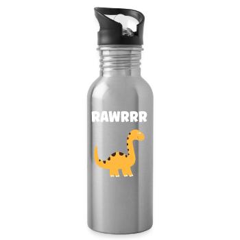 Cute Little Dinosaur - Water bottle with straw - silver - Right