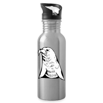 Seal Seal T-shirt Gift Northern Germany - Water bottle with straw - silver - Right