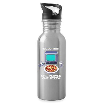 Solo Run: Ein Spieler, eine Pizza | Singleplayer - Trinkflasche mit integriertem Trinkhalm - Lightsilver - Rechts