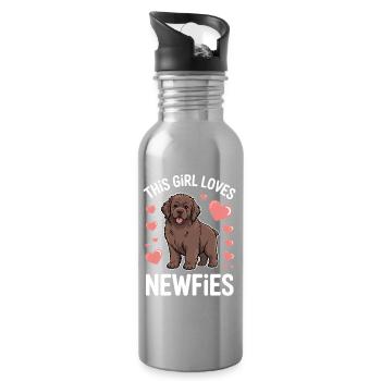 Terre-Neuve disant drôle de Terre-Neuve cadeau - Gourde avec paille intégrée - argent clair - Droite