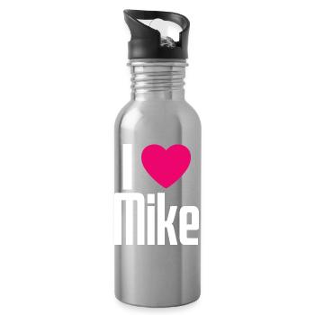 I Love Mike Pinkes Herz Ich liebe Mike - Trinkflasche mit integriertem Trinkhalm - Lightsilver - Rechts