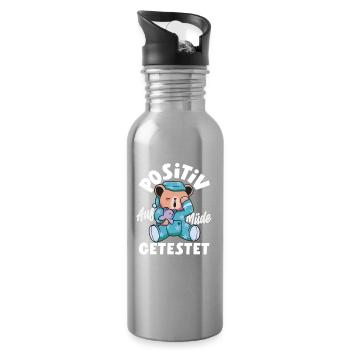 Testé positif pour l’humour d’ours fatigué - Gourde avec paille intégrée - argent clair - Droite