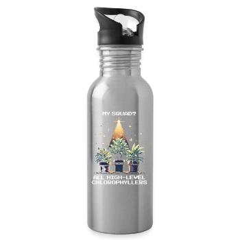 High-Level Chlorophyllers | Pflanzen Squad Spruch - Trinkflasche mit integriertem Trinkhalm - Lightsilver - Rechts