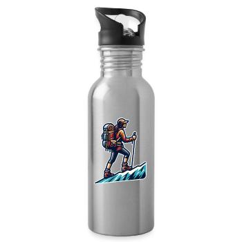 Bergsteiger  - Trinkflasche mit integriertem Trinkhalm - Lightsilver - Rechts