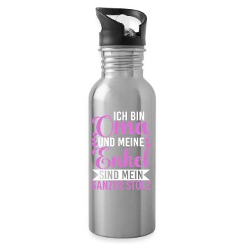 Bin Oma Und Meine Enkel Sind Mein Ganzer Stolz - Trinkflasche mit integriertem Trinkhalm - Lightsilver - Rechts