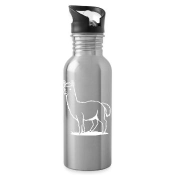 Alpaca T-shirt Gift - Water bottle with straw - silver - Right