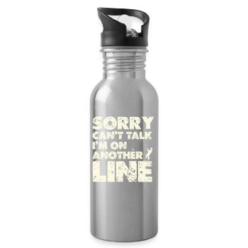 Andere Linie – Line-Pun Shirt - Trinkflasche mit integriertem Trinkhalm - Lightsilver - Rechts