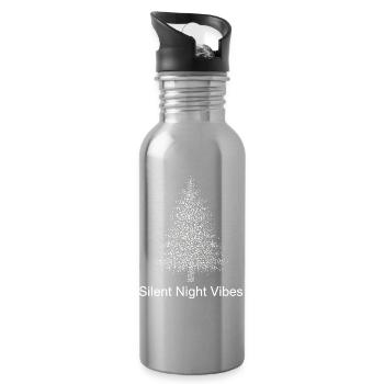 Stille Nacht Vibes - Baum Silhouette - Trinkflasche mit integriertem Trinkhalm - Lightsilver - Rechts