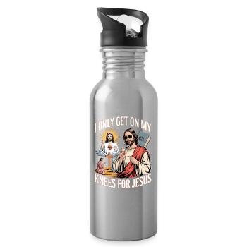 I Only Get On My Knees For Jesus Unwearable - Trinkflasche mit integriertem Trinkhalm - Lightsilver - Rechts