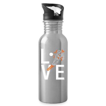 Love Lacrosse Stick Player Passion Sport Lifestyle - Water bottle with straw - silver - Right