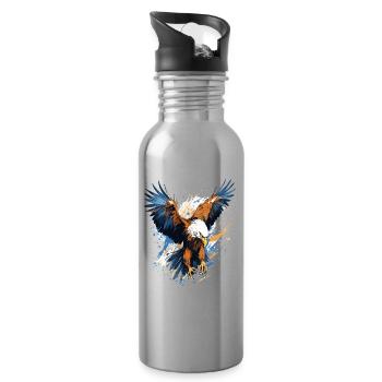 Stormy Eagle Splash Art - Water bottle with straw - silver - Right