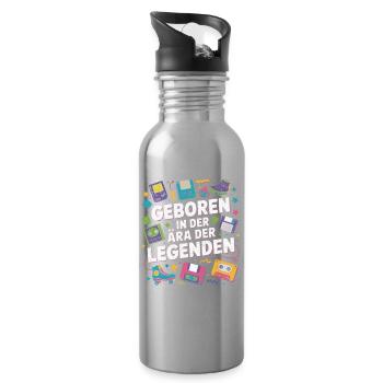 Retro Ära der Legenden - Trinkflasche mit integriertem Trinkhalm - Lightsilver - Rechts