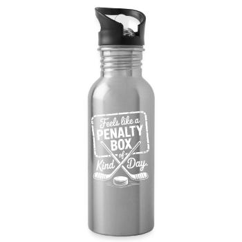 Eishockey Tag Spruch: Penalty Box Kind of Day - Trinkflasche mit integriertem Trinkhalm - Lightsilver - Rechts