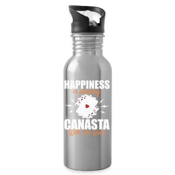 Canasta Glück: Mit den Mädels Karten spielen - Trinkflasche mit integriertem Trinkhalm - Lightsilver - Rechts