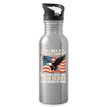 Soldaten Tochter: Helden werden Zuhause erzogen - Trinkflasche mit integriertem Trinkhalm - Lightsilver - Rechts