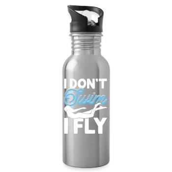 Schwimmen Wassersport Schwimmer Geschenke - Trinkflasche mit integriertem Trinkhalm - Lightsilver - Rechts