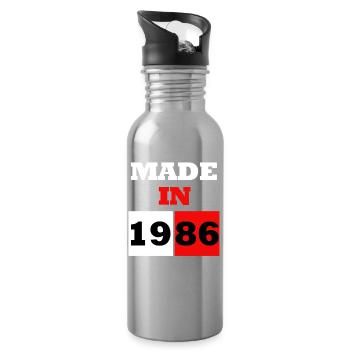 1986 Bloc Retro Anniversaire - Gourde avec paille intégrée - argent clair - Droite
