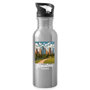 Houston Texas - Trinkflasche mit integriertem Trinkhalm - Lightsilver - Rechts