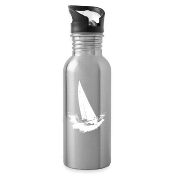 Segelboot Kunstwerk Matrose - Trinkflasche mit integriertem Trinkhalm - Lightsilver - Rechts