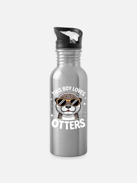 Loutre disant les gars drôle loutre cadeau - Gourde avec paille intégrée - argent clair
