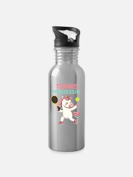 Tennis Prinzessin Einhorn Shirt für Mädchen - Trinkflasche mit integriertem Trinkhalm - Lightsilver