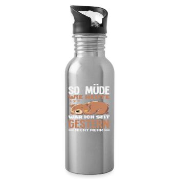 As tired as today bear saying - Water bottle with straw - silver - Right