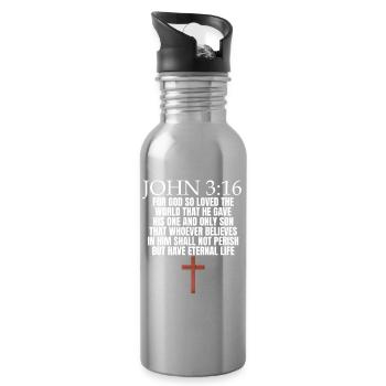 John 3:16 Christian Church of the Faithful John - Water bottle with straw - silver - Right