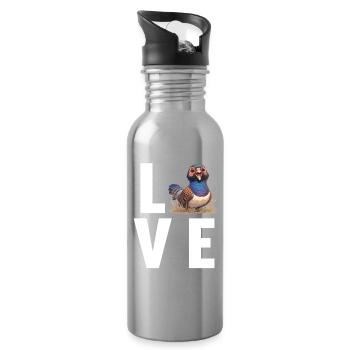 Fasane Fasan - Trinkflasche mit integriertem Trinkhalm - Lightsilver - Rechts