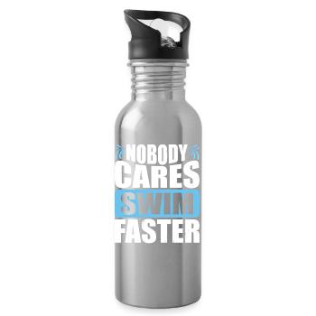 Schwimmen Wassersport Schwimmer Geschenke - Trinkflasche mit integriertem Trinkhalm - Lightsilver - Rechts