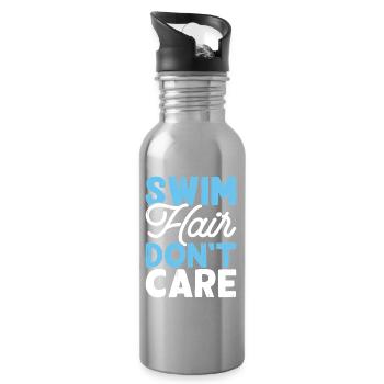 Schwimmen Wassersport Schwimmer Geschenke - Trinkflasche mit integriertem Trinkhalm - Lightsilver - Rechts