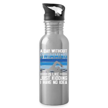 Schwimmen Wassersport Schwimmer Geschenke - Trinkflasche mit integriertem Trinkhalm - Lightsilver - Rechts