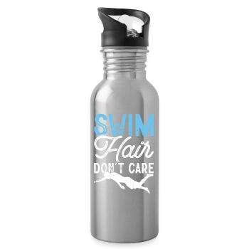 Schwimmen Wassersport Schwimmer Geschenke - Trinkflasche mit integriertem Trinkhalm - Lightsilver - Rechts