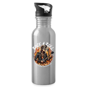 Rock and Roll Always and Forever Rockabilly 2025 - Trinkflasche mit integriertem Trinkhalm - Lightsilver - Rechts