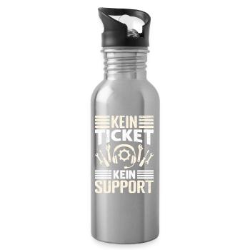 Nerd Computer KEIN TICKET KEIN SUPPORT LUSTIG - Trinkflasche mit integriertem Trinkhalm - Lightsilver - Rechts
