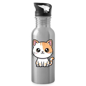 Kawaii Calico Kitty - Gourde avec paille intégrée - argent clair - Droite