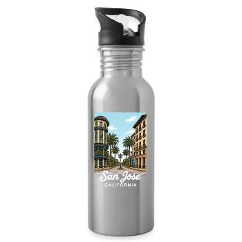 San José, Californie - Gourde avec paille intégrée - argent clair - Droite