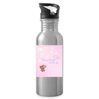 Shine Bright – Be Your Own Light - Trinkflasche mit integriertem Trinkhalm - Lightsilver - Rechts