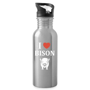 Bison - Trinkflasche mit integriertem Trinkhalm - Lightsilver - Rechts