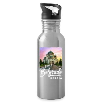 Belgrad Serbien - Trinkflasche mit integriertem Trinkhalm - Lightsilver - Rechts