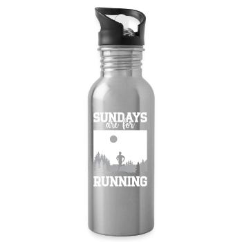 Marathon Runner Sundays Are For Running Gift - Water bottle with straw - silver - Right