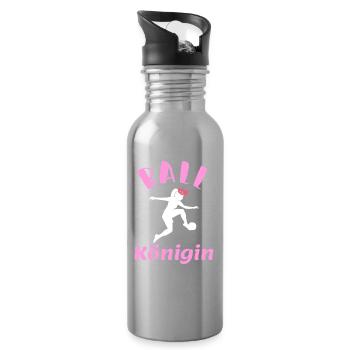 Ballkönigin - für feminine Fußballerinnen - Trinkflasche mit integriertem Trinkhalm - Lightsilver - Rechts