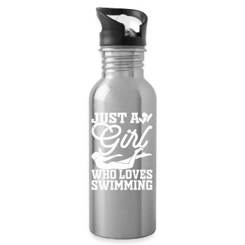 Schwimmen Wassersport Schwimmer Geschenke - Trinkflasche mit integriertem Trinkhalm - Lightsilver - Rechts