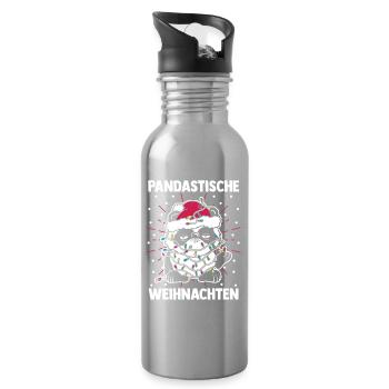 Weihnachtsmann Pandabär Weihnachtszeit Weihnachts - Trinkflasche mit integriertem Trinkhalm - Lightsilver - Rechts