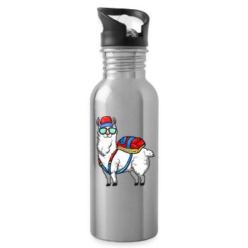Llama Back to School Kids Class of 2026 Fun - Water bottle with straw - silver - Right