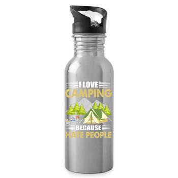 Camping - Trinkflasche mit integriertem Trinkhalm - Lightsilver - Rechts