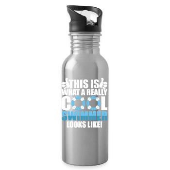 Schwimmen Wassersport Schwimmer Geschenke - Trinkflasche mit integriertem Trinkhalm - Lightsilver - Rechts