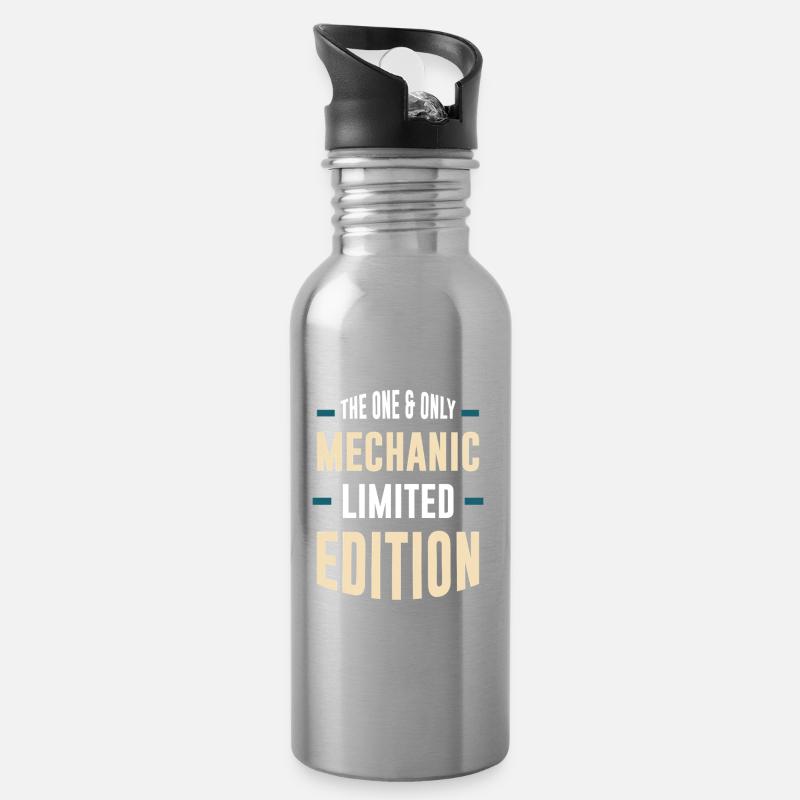 Mechanic Limited Edition – Die Einzige - Trinkflasche mit integriertem Trinkhalm - Lightsilver